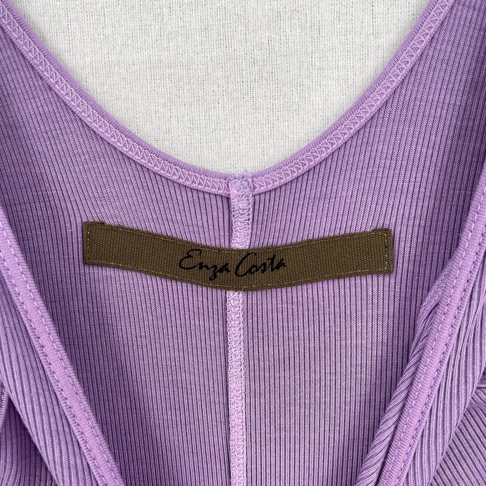 ENZA COSTA Dress Womens Small Purple Silk rib Tank Dress Hushed Violet NWOT - Picture 6 of 8